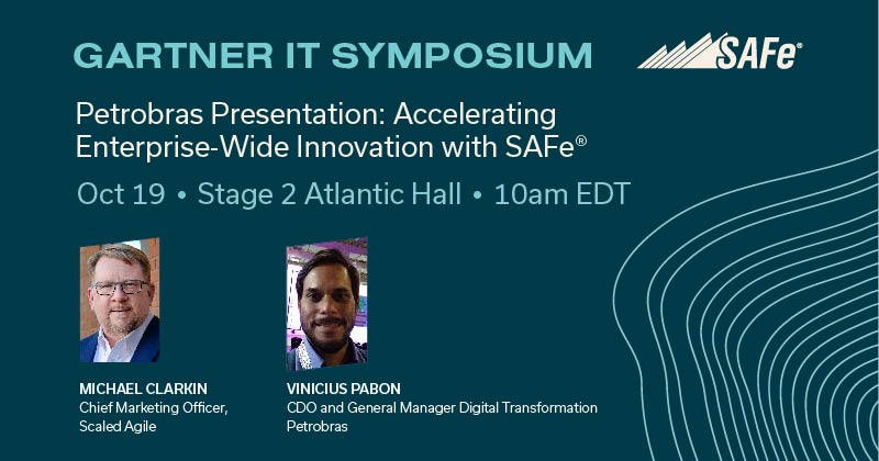 ScaledAgile's tweet photo. Hear from @mdclarkin of Scaled Agile and Vinicius Pabon of #Petrobras about the company's #digitaltransformation using SAFe during this special event at the #GartnerIT Symposium. https://t.co/wS6nv2Qqvb

Attending? Book a meeting with us at the event. ➡️ https://t.co/4hOyXcJz61 https://t.co/le4TGeXabk