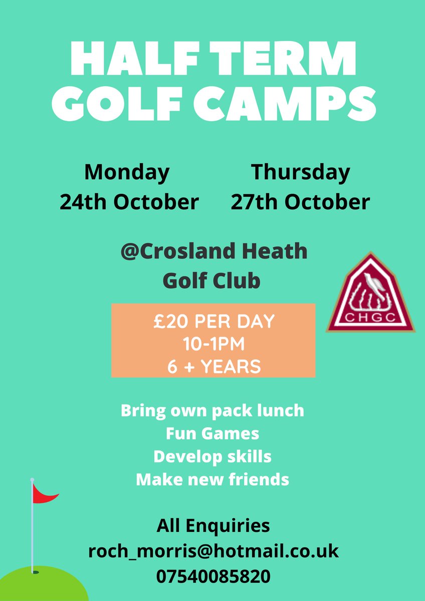Rochelle Morris (@rochellemorris) on Twitter photo 🍂Half Term Junior Golf Camps 🎃
<a href="/CroslandHeathGC/">Crosland Heath Golf Club</a>
These camps are a great way for juniors to improve their golf game in a fun environment! ⛳️
🏌🏻♀️10-1pm, only £20 for the session
To book a spot contact me
📞 07540085820
📧 roch_morris@hotmail.co.uk
#juniorgolf #golfcoaching 🍂Half Term Junior Golf Camps 🎃
<a href="/CroslandHeathGC/">Crosland Heath Golf Club</a>
These camps are a great way for juniors to improve their golf game in a fun environment! ⛳️
🏌🏻♀️10-1pm, only £20 for the session
To book a spot contact me
📞 07540085820
📧 roch_morris@hotmail.co.uk
#juniorgolf #golfcoaching
