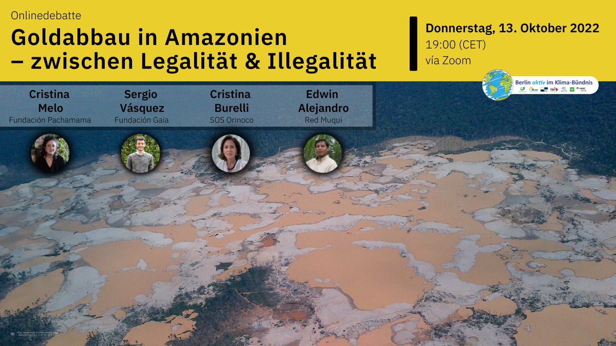 Der Boom des Goldabbaus hat – insbesondere in Zeiten der 😷 – dazu beigetragen, dass die Zahl der Kraterlandschaften in #Amazonien weiter steigt. Wir sprechen mit unserem Panel über die ökologischen &amp; sozialen Auswirkungen des Abbaus in 🇪🇨🇨🇴🇵🇪🇻🇪 Anmeldung: bit.ly/3T92CL3