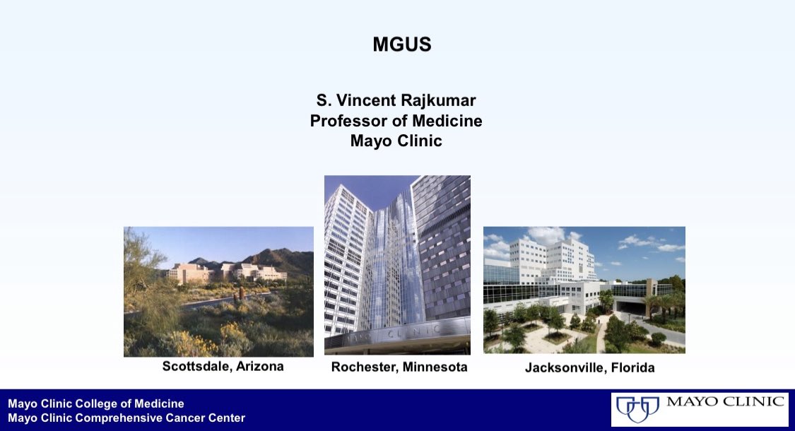 Monoclonal Gammopathy of Undetermined Significance (MGUS). Present in ~5% of all people age 50+ Therefore something all clinicians should know about. Brief summary. #medtwitter @ESHaematology 1/