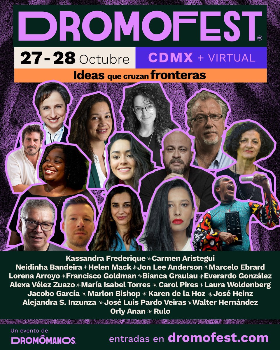 Dromomanos's tweet photo. 1| ¡Te presentamos el cartel completo de #Dromofest22!
Un festival con gente que está cambiando al mundo y que son los mejores contando historias.
Entradas en https://t.co/vcAcUyafx1 https://t.co/gN37XsUtuo