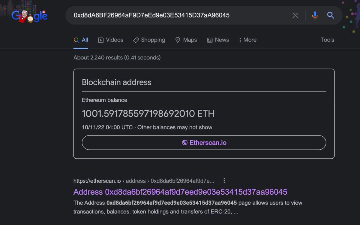 nftrelatedthing's tweet photo. Crypto adresses now searchable on Google.

#Google #cryptoadres https://t.co/7ZPZ1Z7sLp