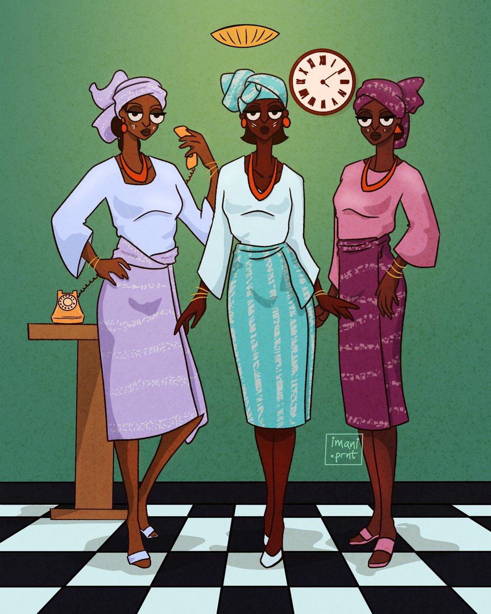 imanie's tweet photo. Hi 👋🏾, Iman here and I’ve been drawing retro Nigerian women for the past four weeks ❤️❤️ #PortfolioDay https://t.co/6T9QQGj8Eq