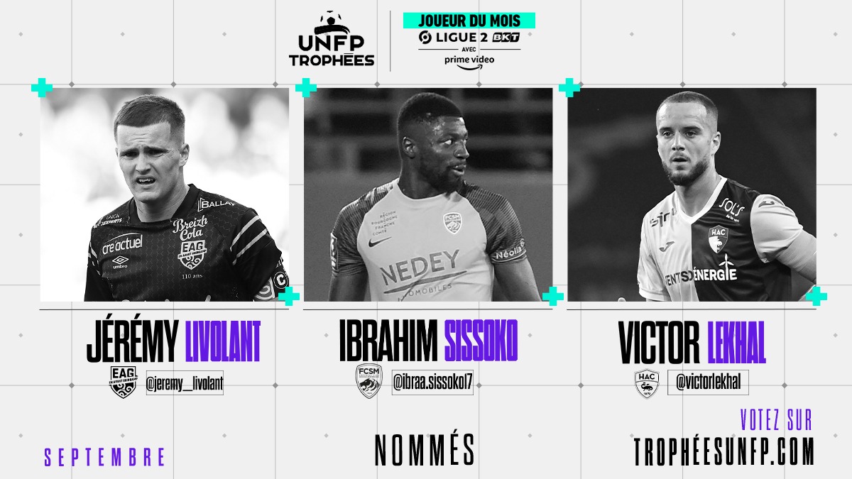 Une Ligue pleine 2 talents ⭐️

La <a href="/Ligue2BKT/">Ligue 2 BKT</a> nous a encore fourni du beau spectacle ce mois-ci, et en voici les principaux protagonistes : 

🇫🇷 Jérémy Livolant
🇲🇱 Ibrahim Sissoko
🇩🇿 Victor Lekhal 

Votez pour votre favori ici : tropheesunfp.com

#TropheesUNFP