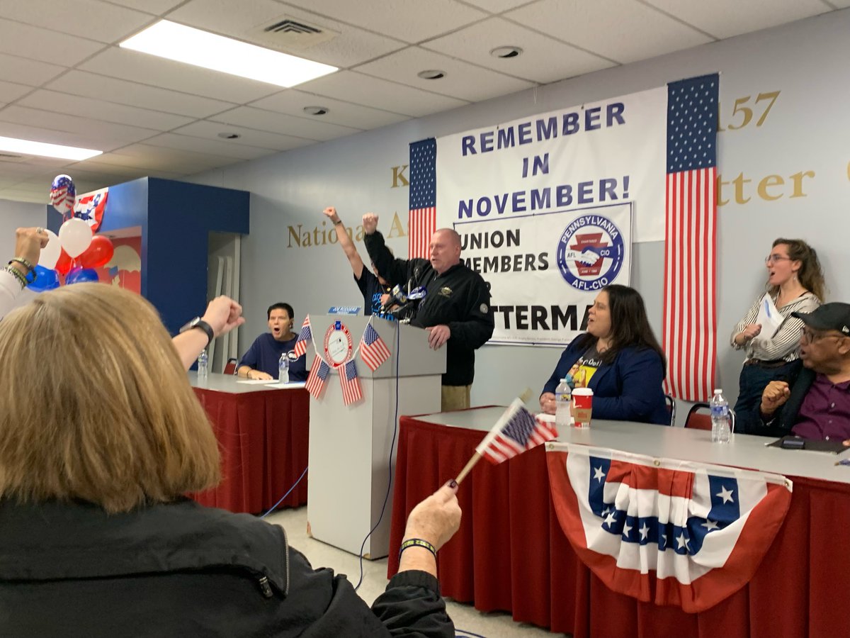 Yesterday @STRedmond, @AFLCIO National Secretary-Treasurer, joined our President Angela Ferritto and Secretary Treasurer George Piasecki for a @JohnFetterman rally in Philly at the @NALC_National Keystone Branch 157! #1U #UnionProud #Vote #UnionStrong #PowerToThePeople