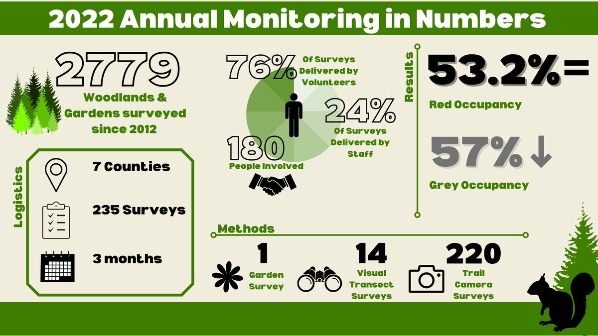 We have just published the results of our annual spring monitoring programme, which once again confirms that red squirrels can still be found in 7 counties in northern England! To find out more, or read the annual report, visit: rsne.org/spring-monitor…
#RedSquirrelAwarenessWeek