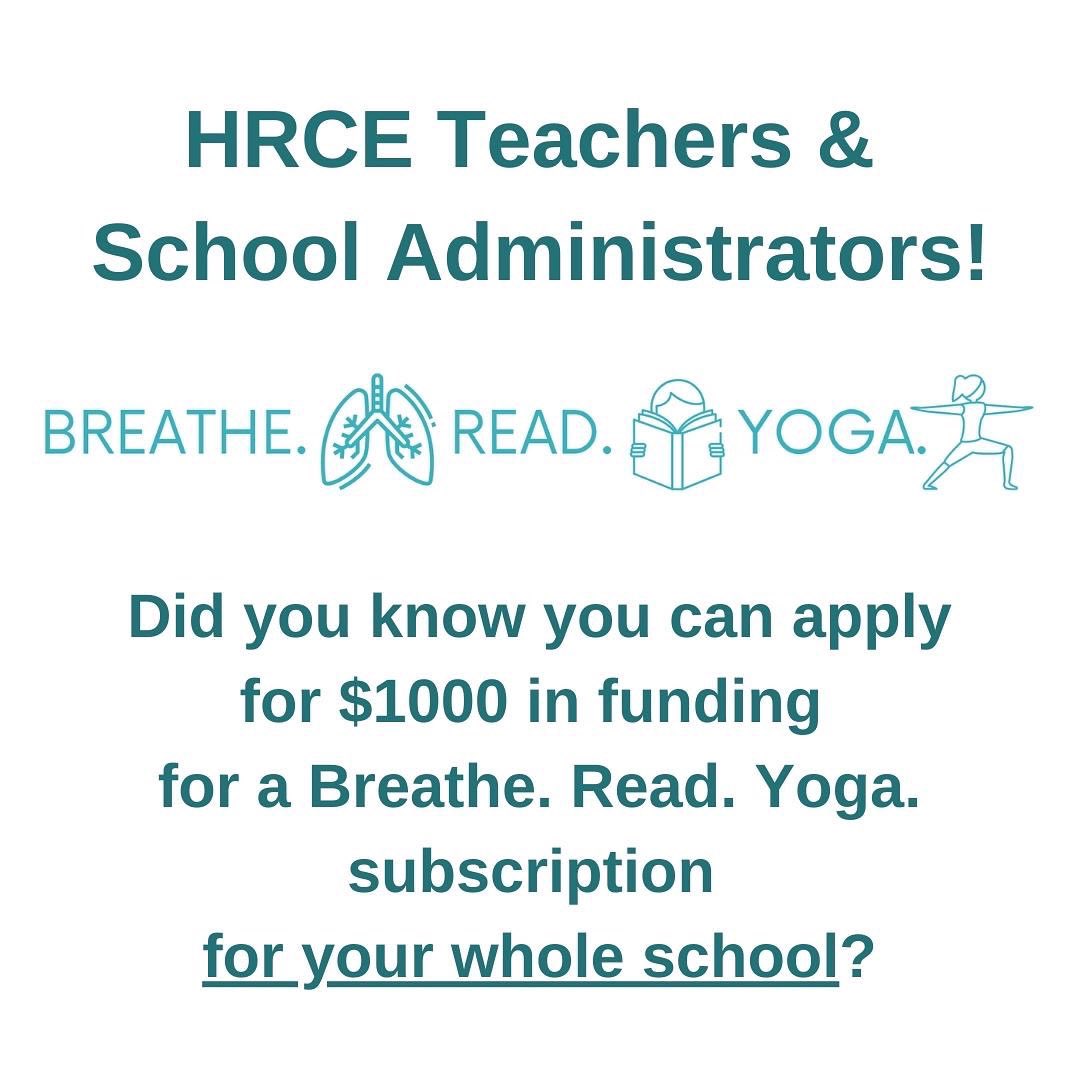 Did you know you can apply for an @HRCEHealthPromo HSC grant for a #BreatheReadYoga subscription for your whole school for the whole year?!? DM us for details! <a href="/HRCE_NS/">Halifax Regional Centre for Education</a> <a href="/nseducation/">NS Education and Early Childhood Development</a> <a href="/NSPFPE/">Nova Scotia Parents for Public Education</a> #yogaintheclassroom #yogaandstory #kidsyoga #yogainschools #teacherresource #supportlocal