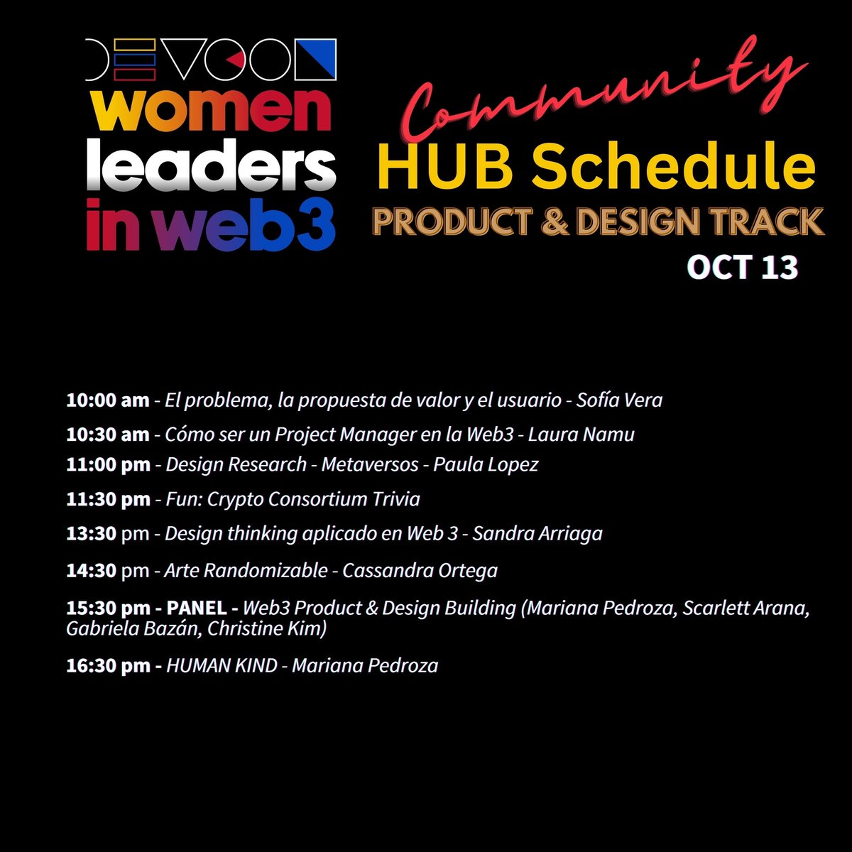 GM 💜
Muy felices porque estamos haciendo historia en <a href="/EFDevcon/">Ethereum Devcon</a>

Habrá un Women Leaders in Web3 Hub en #DevCon 🦄 donde podrás hacer networking e inspirarte con mujeres web3. 

Junto a @Blu3latamDAO <a href="/surge_women/">Surge</a> <a href="/crypto_mujeres/">Crypto Mujeres DAO 🪩</a> <a href="/Technolatinas/">TechnoLatinas ✨</a> <a href="/metagals_/">Metagals</a> 

#devconwomenleaders