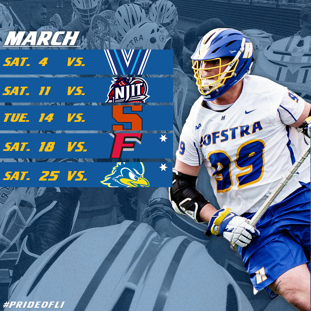 HofstraMLAX's tweet photo. 🚨🚨 𝟐𝟎𝟐𝟑 𝐒𝐂𝐇𝐄𝐃𝐔𝐋𝐄 𝐑𝐄𝐋𝐄𝐀𝐒𝐄 🚨🚨

Mark your calendars 🗓 and plan on watching some great lacrosse this spring! Keep an eye on https://t.co/paCGUsgClv for tickets for all 2️⃣0️⃣2️⃣3️⃣ #Hofstra men's lacrosse home games!

📰: https://t.co/sOVuQHtoc2

#PrideOfLI https://t.co/ntsXVonPdy