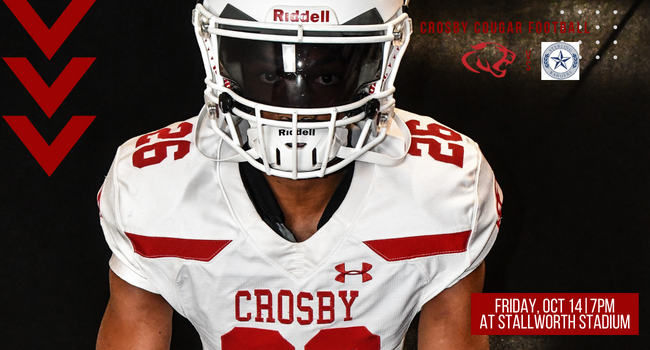 Ticket info! @crosby_fb vs. Baytown Sterling at Stallworth Stadium. Tickets are $5 adults/$3 students until Thursday at noon. After that, tickets go to $7. There are also processing fees. gccisd.net/page/Athletics… @Texan_Live stream: texanlive.com/video/633c6ca6… #BetterTogether