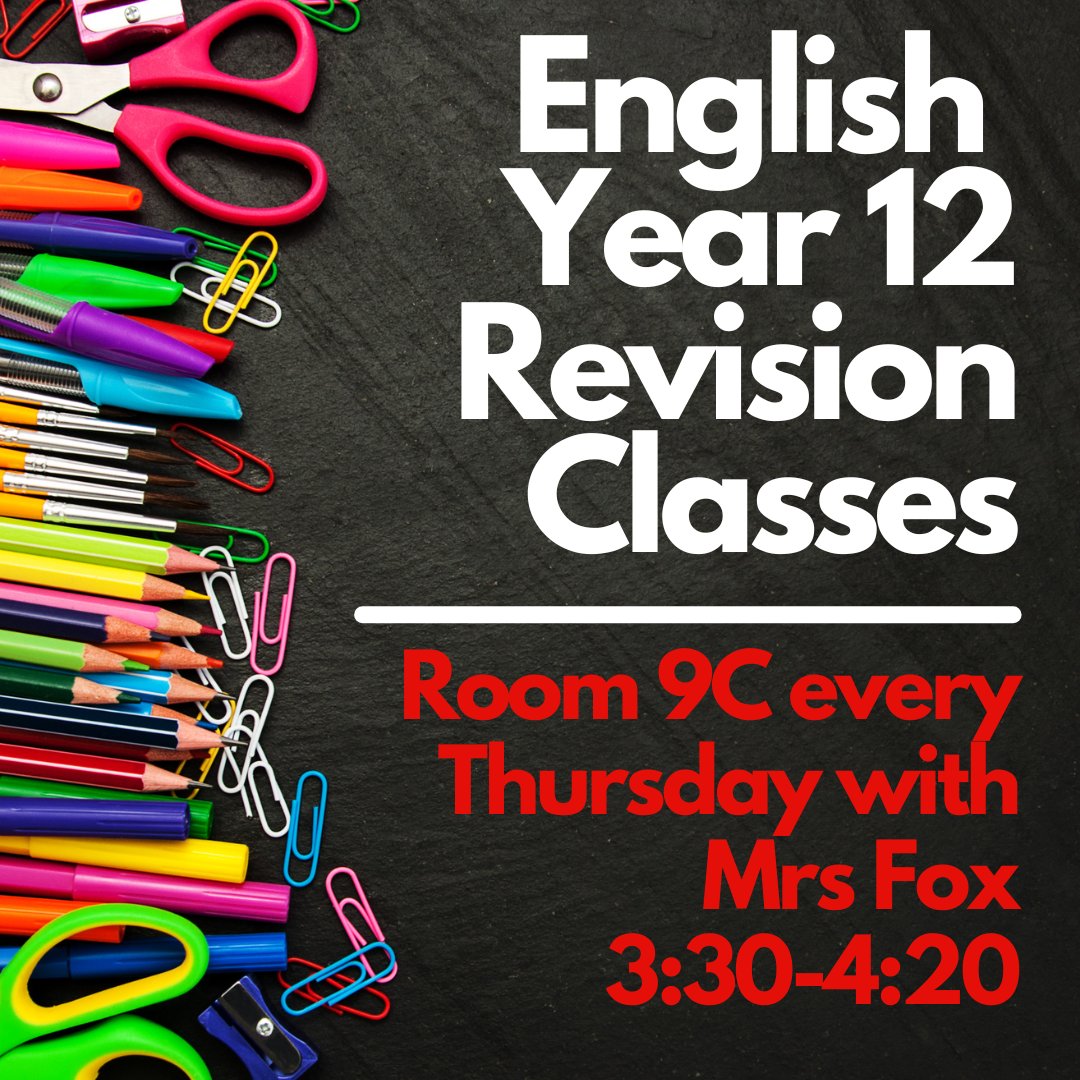 6 weeks until GCSE English Exam...

Year 12 Students - English Revision classes provide you with a great opportunity to prepare for your GCSE exam

Take advantage of this opportunity by attending Room 9C every Thursday with Mrs Fox

3:30-4:20