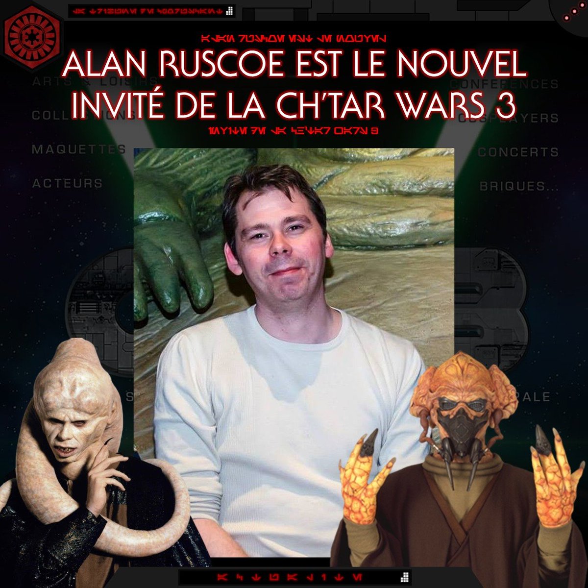 LTCoruscant's tweet photo. 𝐂𝐇'𝐓𝐀𝐑 𝐖𝐀𝐑𝐒 𝟑
Alan Ruscoe est le 4e invité de la Ch'tar Wars après Paul Blake (Greedo), Mike Carter (Bib Fortuna dans Le Retour du Jedi) et Jean-Claude Donda (voix française de C-3PO depuis Le Réveil de la Force).
#LaTribunedeCoruscant #ChtarWars3 #AlanRuscoe https://t.co/lSe9gNnl2u