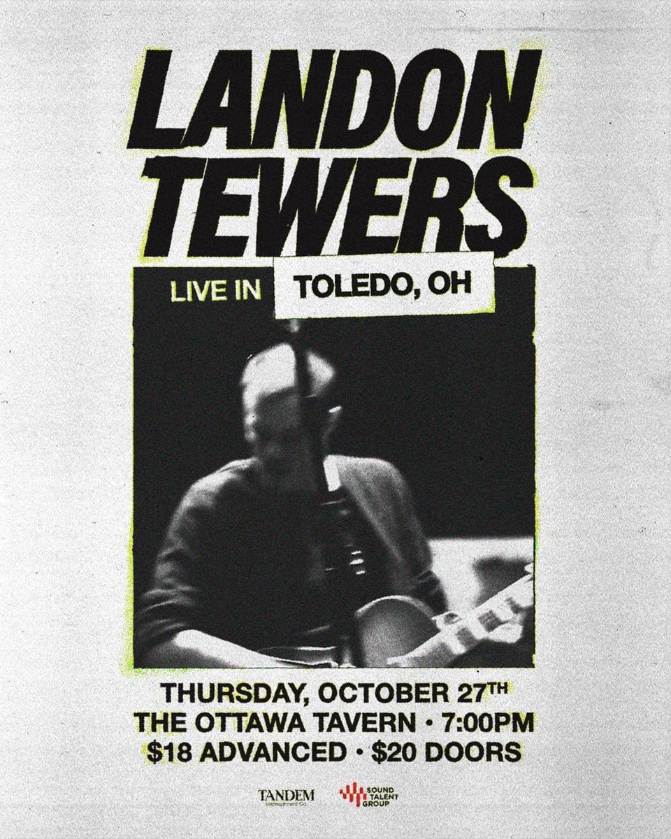 Don't miss Landon Tewers live at The Ottawa Tavern Thursday, October 27th!

Tickets: tinyurl.com/2ntvh89b