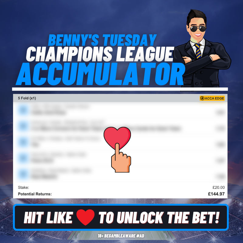 BennyBoyTips's tweet photo. 🚨#UCL ACCA IS READY!

HIT ❤️ TO UNLOCK IT! https://t.co/S3xKwfJEJl