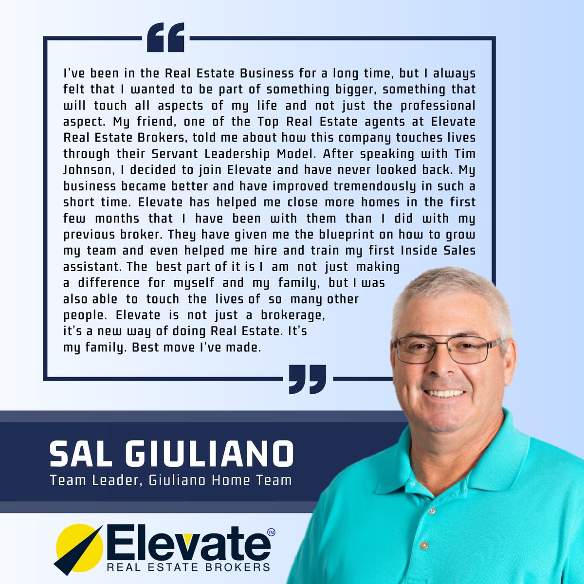 ElevateBrokers's tweet photo. This is one of the reasons why we love what we do, because we work with the best people in this industry! 🙂

Thanks to one of #Elevate's Team Leaders Sal Giuliano for the kind words.

We are also thankful to have you in the Elevate family, Sal!! https://t.co/VtyI810GpE