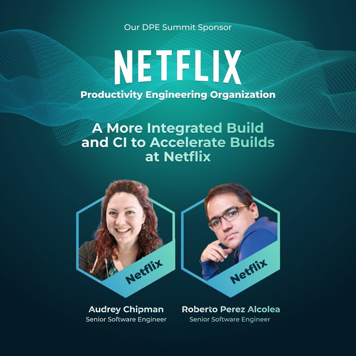 We're proud to announce <a href="/NetflixEng/">Netflix Engineering</a> is sponsoring #DPESummit 2022 (Nov 2-3 in San Francisco). Netflix’s <a href="/AubreyChipman/">Aubrey Chipman</a> and <a href="/rpalcolea/">Roberto Perez Alcolea ⇝ @rpalcolea@hachyderm.io</a> will present "A More Integrated Build and CI to Accelerate Builds at Netflix." Thank you, Netflix 🎥