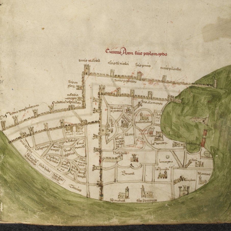 Jerusalem (on the left) and Acre (on the right), in a 14th-century Venetian collection of Portolan charts bl.uk/catalogues/ill…