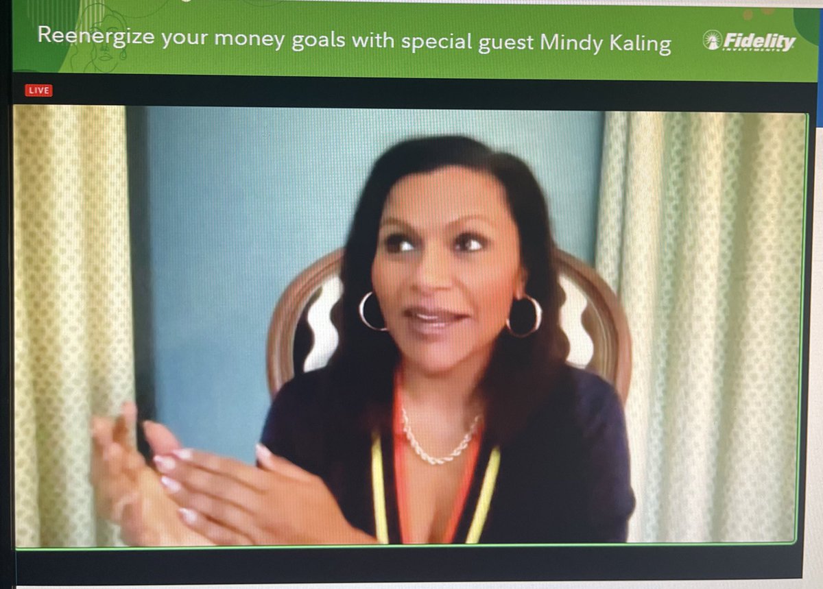 craige's tweet image. Yes, @Fidelity got my attention by offering a webinar featuring @mindykaling talking about money. Even she describes “saving up” to hire the help she needs. And her dad helps with childcare too.