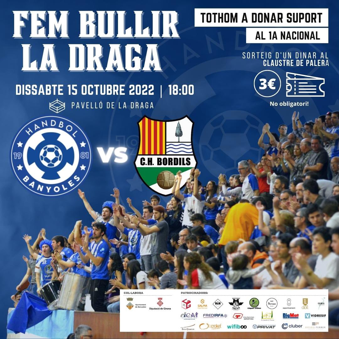 handbolbanyoles's tweet photo. 🔥🤾🏻‍♂️ Aquest cap de setmana tenim derbi a la Draga. Fem-la bullir! 🔥🤾🏻‍♂️ 

🏆 Primera Divisó Estatal Masculina 
🏐 Jornada 5 - Pavelló de la Draga
🤝 Handbol Banyoles vs. @handbolbordils 
📅 Dissabte 15 d’octubre de 2022
⏱️ 18:00h

🎥 Link de streaming: https://t.co/TUPzaoRpJm https://t.co/9e5P9HGkjV