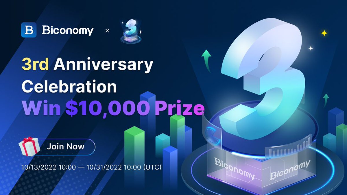 🥳#BICONOMY 3rd ANNIVERSARY CELEBRATION-WIN $10,000 PRIZE🥳 Dear Biconomy Users, To thank you for your support, #BiconomyExchange organized a limited-time welfare #giveaway for our 3rd anniversary. Join now!🚀 Details👉cutt.ly/JBvU5KC #Crypto #Bitcoin #CryptoNews #btc