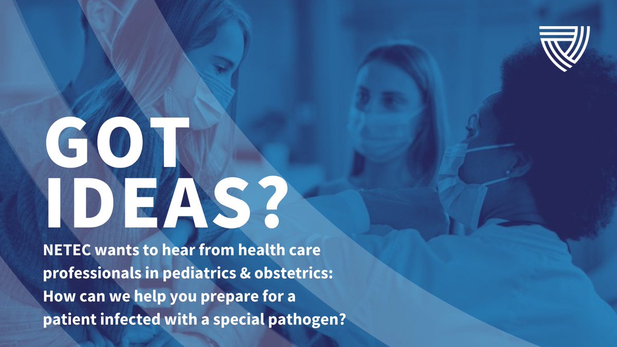 When it comes to understanding what health care professionals in #pediatrics and #obstetrics need to know about #SpecialPathogens, your input is critical! Take this 5-minute survey to help guide NETEC's special pathogens education and training: ow.ly/3FLW50L7fZl
#IDTwitter