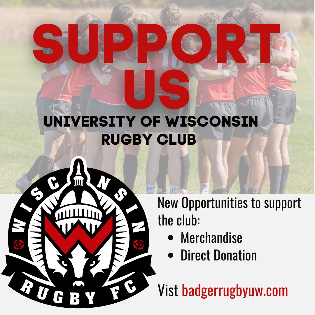 Badger fans! There are two new ways to support our club! First you can buy merch and have it shipped to your home! 

Second, thanks to <a href="/WisAlumni/">Wisconsin Alumni</a> we now have a direct donation link that will reduce dues for players and help cover travel costs. Click the link in our bio!