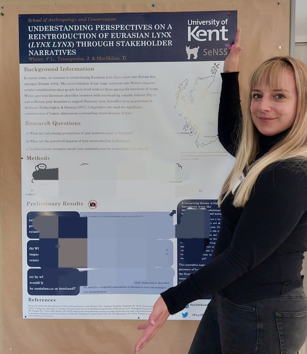 FayeWhiley's tweet photo. Presenting a poster at the 5th #eurolynx workshop ๐ฑ๐พ๐ฉ๐ช
@SeNSSDTP @DICE_Kent @UniKentSAC #ConservationSocialScience #EurasianLynx #LynxReintroduction https://t.co/0NbIVvkRjt
