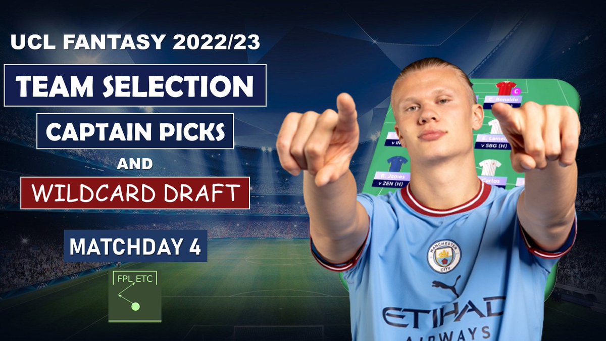 EtcFpl's tweet photo. Hello Everyone! The deadline for the 4th Matchday of UEFA Champions League 22-23 is looming over us, and in this video, one of the FPL ETC’s panel members is going to share his Wildcard draft team &amp; captaincy choices.
#UCLFantasy #UCL 

https://t.co/HdG98zqlVy https://t.co/5OssTmxcK1