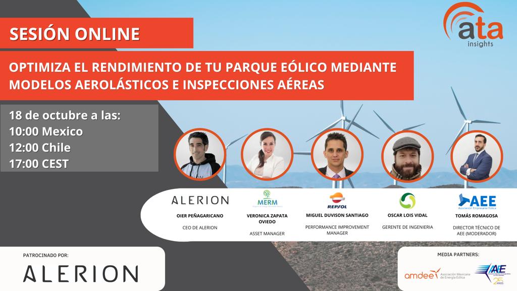 ⚡Participa en el #webinar  “Optimiza el rendimiento de tu parque eólico mediante modelos aerolásticos e inspecciones aéreas”, para aprender cómo obtener el máximo rendimiento en sus plantas eólicas sin gastar demás en mantenimiento.

🗓️:18 de octubre 
🔗:lnkd.in/ezwfjVem