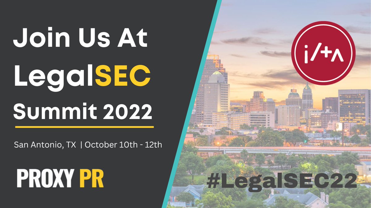proxypr's tweet photo. We are headed to @ILTANet LegalSEC in San Antonio today! The LegalSEC Summit is a three day conference all about security education focused on security challenges within the legal industry.
Can’t wait to see everyone there!
#LegalSEC22 #ILTA #Conference #Networking #Legal https://t.co/LqtfbT4fgD