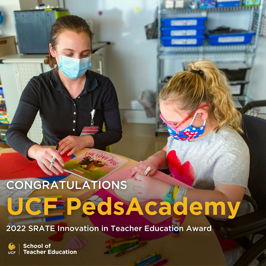 The UCF @PedsAcademy program was honored with the Southeastern Regional Association of Teacher Educators' 2022 Innovation in Teacher Education Award. It is the only university program to receive the honor this year. Charge On, PedsAcademy faculty and interns! @UCFCCIE @Nemours