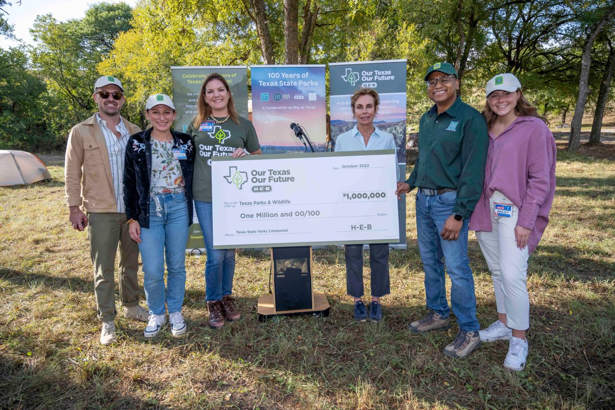 TPWDnews's tweet photo. Texas State Parks invites you to celebrate 100 Years of State Parks in 2023!🎂🎉

@HEB is helping us celebrate our Centennial with a $1 million donation to help Texans discover and explore their parks 🙌🏽

Details--> https://t.co/vPf9WtgOGq 

#TexasStateParks
#Texas https://t.co/b9vC0W5muw