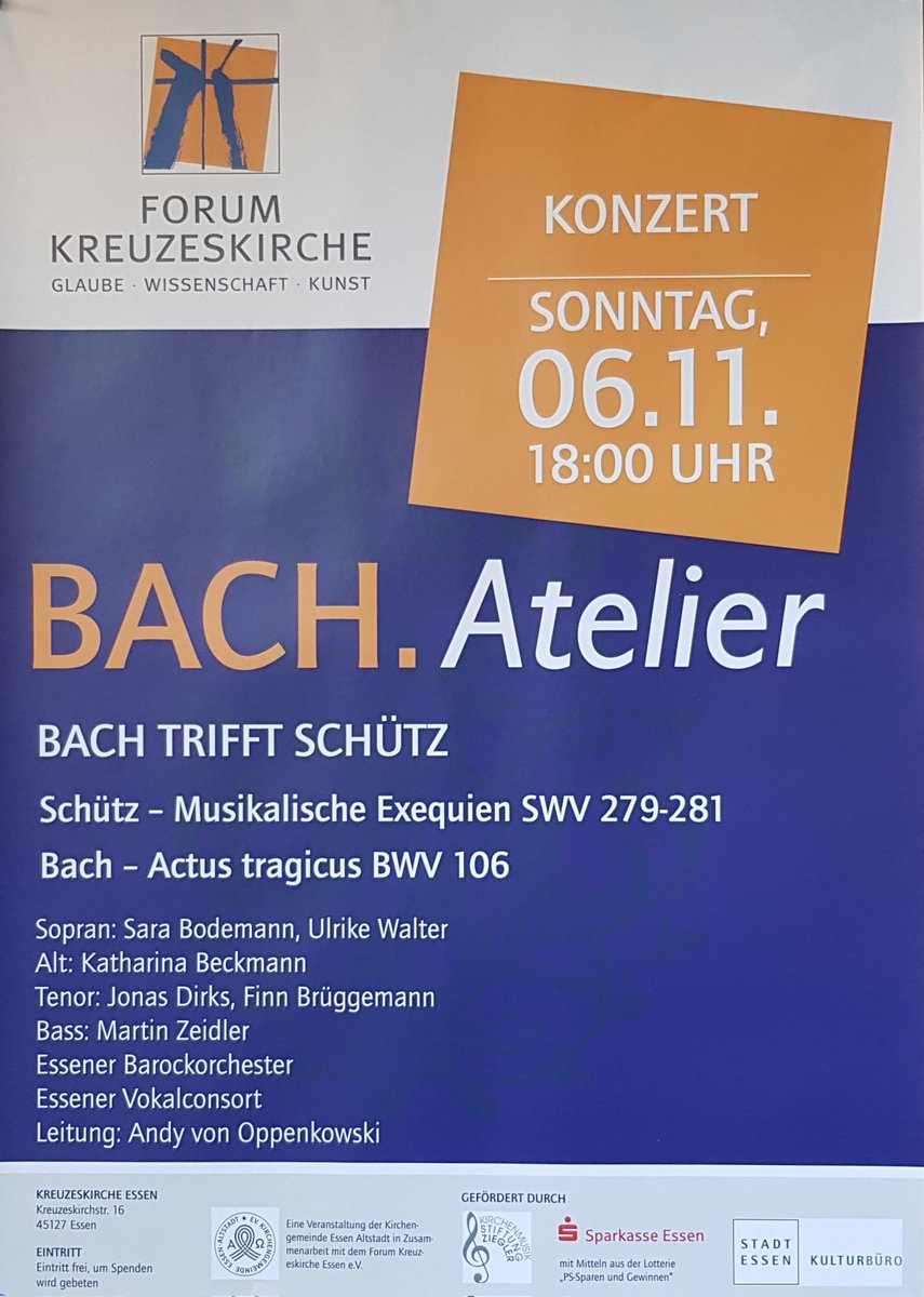 AOppenkowski's tweet photo. Can't await our next BACH.Atelier with these utterly brilliant pieces. 😍 #bach #schütz #choir #orchestra #baroque #jsbach #kreuzeskirche #ruhrgebiet #stadtessen #essencity #arsmoriendi #metropoleruhr #exquisitbaroque #schütz22 #bachmeetsschütz https://t.co/siakCIYo2s