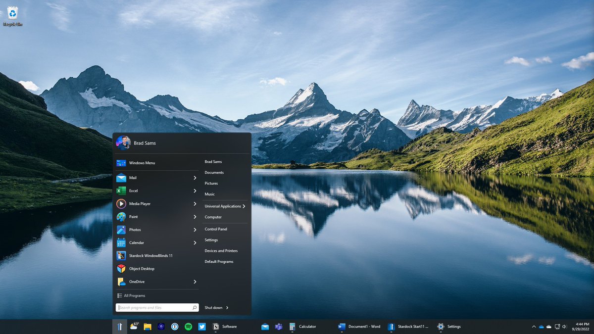 Stardock's tweet photo. Start11 v1.3 brings new functionality for replacing your Start menu icon when centered, as well as an option for ungrouping your icons when centered, too. https://t.co/32T9EX2vbu #windows10 #windows11 #start11 https://t.co/ugKyh2MuBo