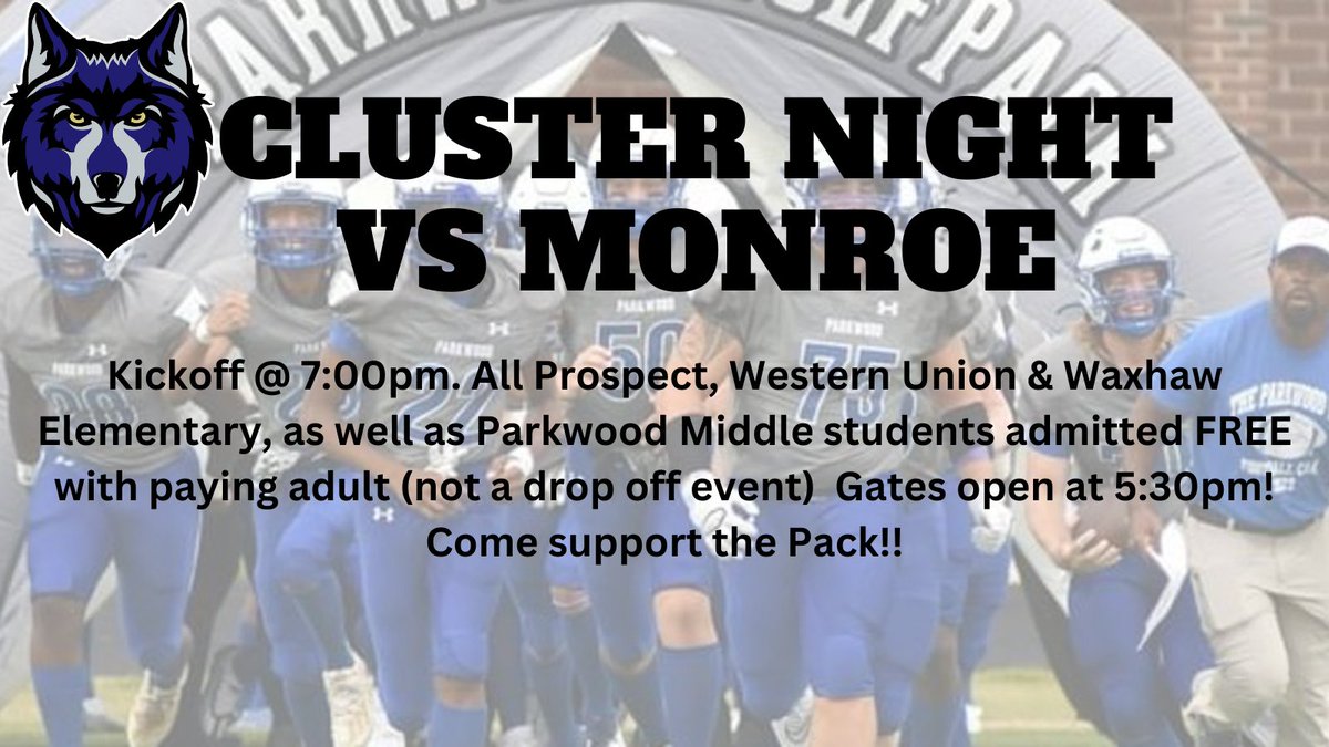 PWHSSports's tweet photo. Be there!  Tickets can be purchased ahead of time at https://t.co/0gQFdgKXz2 or via card at the main gate!  Kickoff at 7:00pm. https://t.co/B5EPrIjeYh