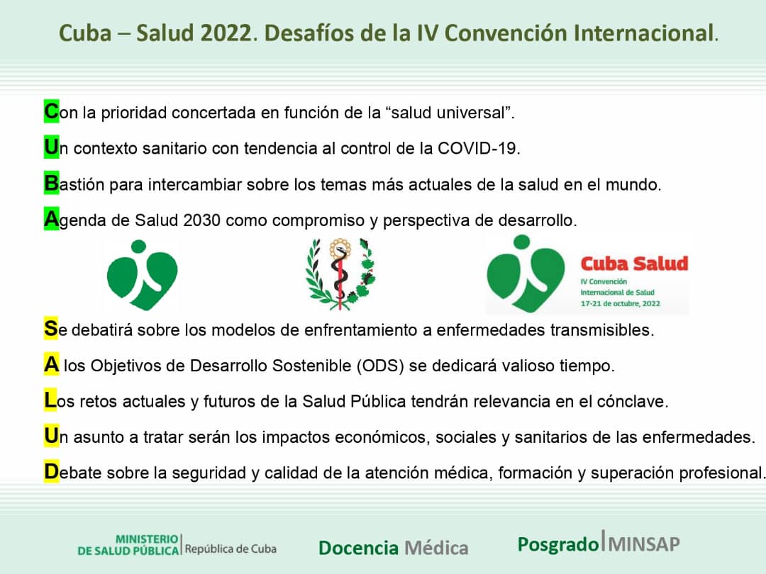 Cuba Salud 2022. Desafíos de la IV Convención Internacional

#CubaPorLaVida #LasTejeríasRenacerá #FuerzaCuba #Cuba #CubaEsAmor #TodosJuntos
