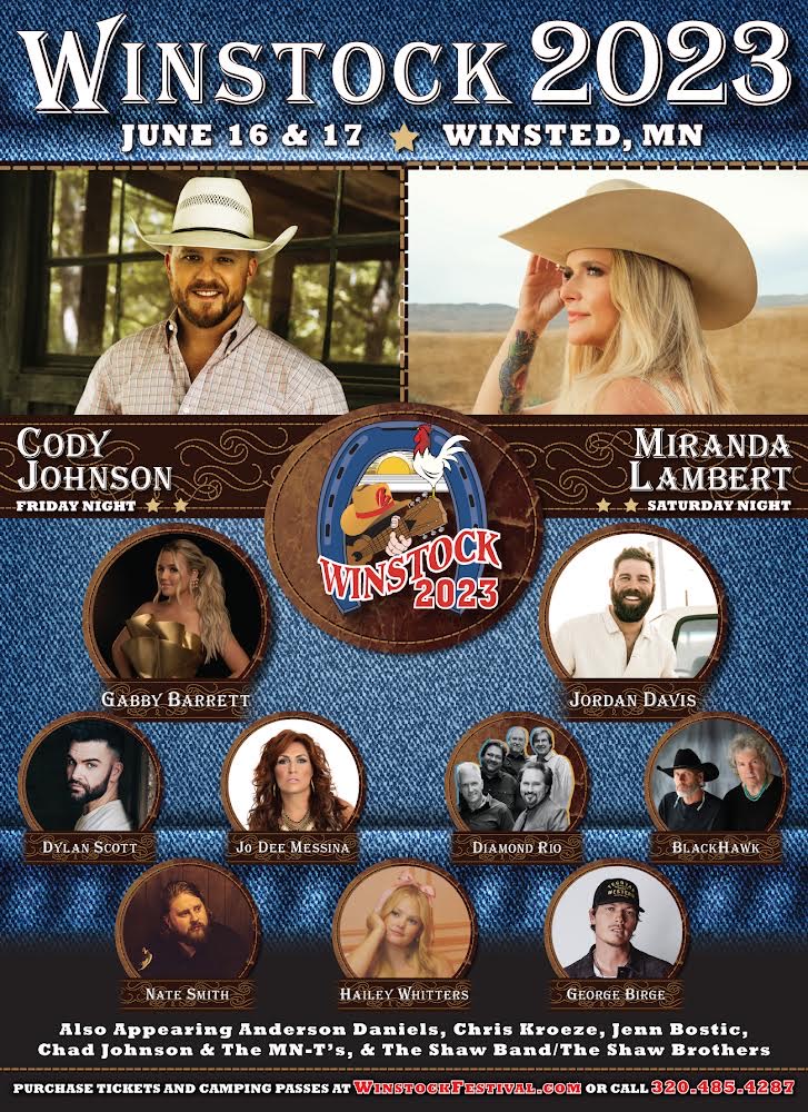 Tickets and camping are ON SALE NOW to see @mirandalambert, @codyjohnson, @jordancwdavis, @gabbybarrett_, @dylanscottcntry, Nate Smith, @haileywhitters and more at Winstock June 16-17, 2023!