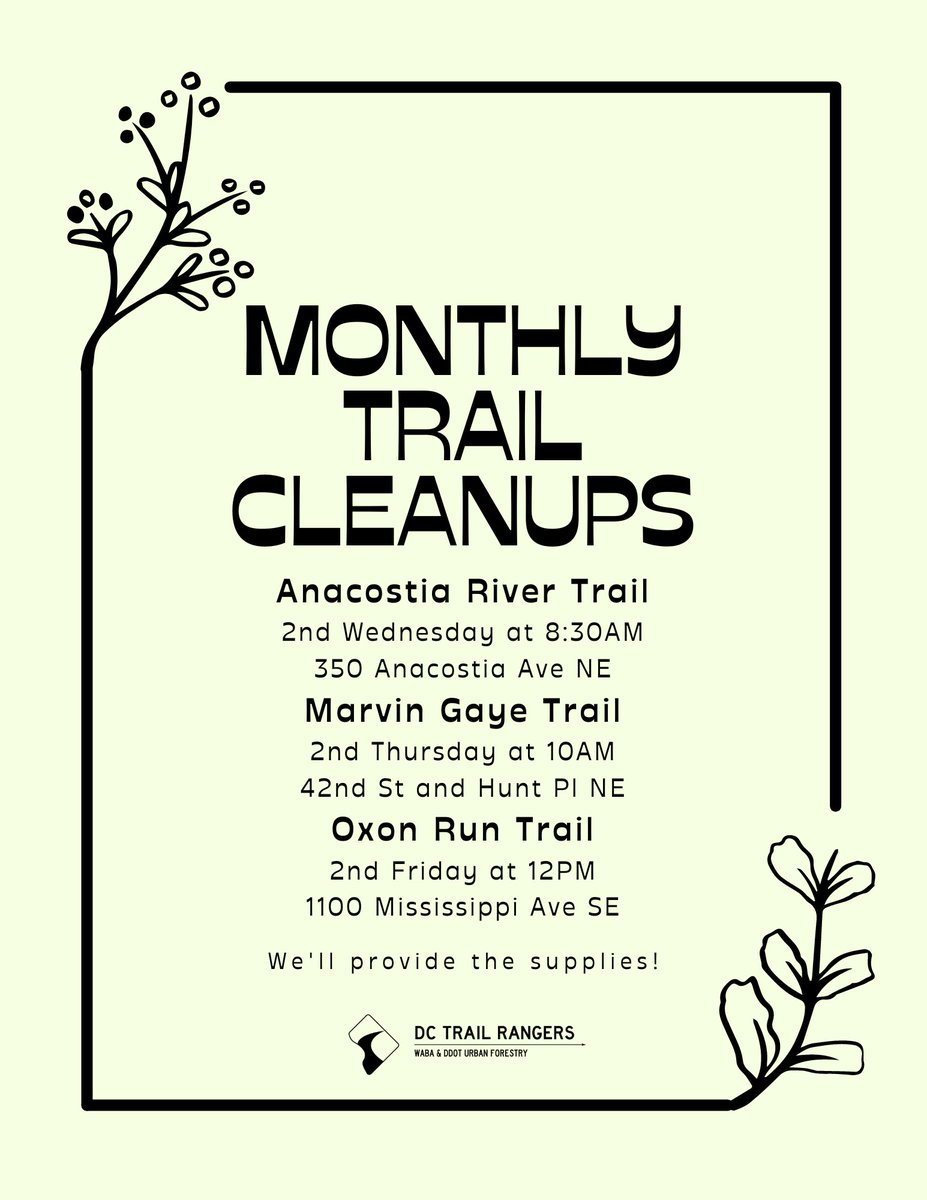 We've got a new location for our Wednesday Anacostia River Trail monthly cleanups. Will we see you there tomorrow?