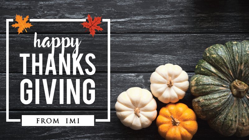 Here at IMI we continue to be thankful for all of our customers and suppliers who have worked with us for the past year. We’re sending warm Thanksgiving wishes to all of you!
