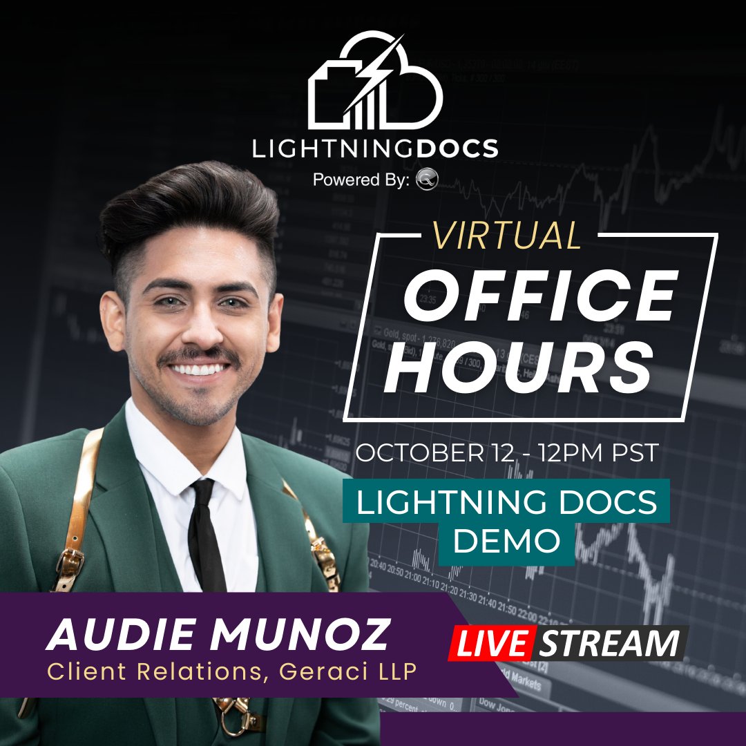 FortraLaw's tweet image. Join us tomorrow at 12 PM PT to learn about the different terms and loan packages that Lightning Docs has to offer, plus chat and get your questions answered by Audie Munoz, an expert on the Lightning Docs platform. See you there! 

#privatelender #mortgage #lightningdocs