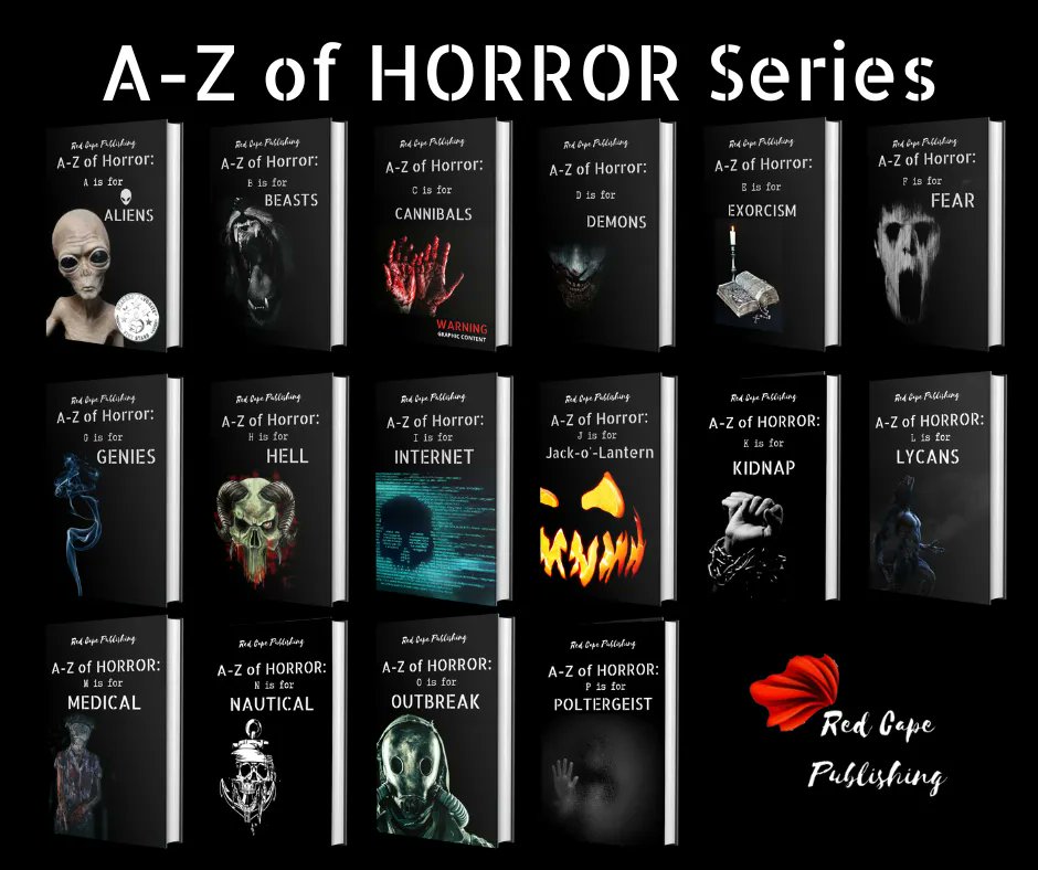 RedCapePublish's tweet photo. The entire series of A-Z of Horror anthologies are now available on @GodlessHorrors! https://t.co/LofeUmvySU #redcapehorror #promotehorror https://t.co/xsYBSvXyTC
