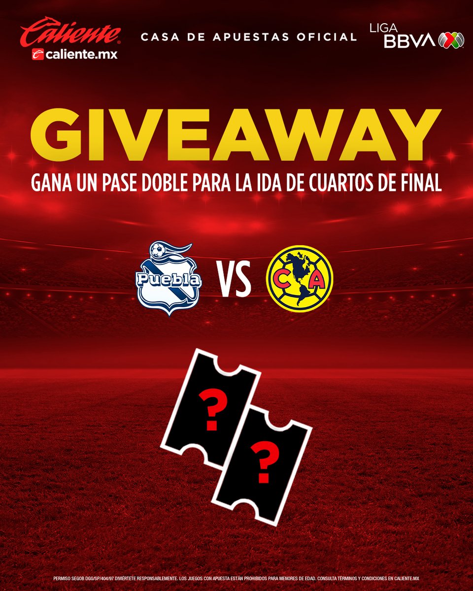 🚨🎽LLEGÓ EL GIVEAWAY ENFRANJADO🎽🚨

¡Participa por UN 🎟 DOBLE con <a href="/calientesports/">Caliente Sports</a> pa' ir a la IDA de nuestros CUARTOS DE FINAL!🏆 Sigue estos pasos⤵️

1️⃣Da RT y ❤️

2️⃣Sigue a <a href="/calientesports/">Caliente Sports</a> en TW e IG 📲 instagram.com/caliente_sport…

3️⃣ Comenta el HT #MásAcciónMásDiversión🔥