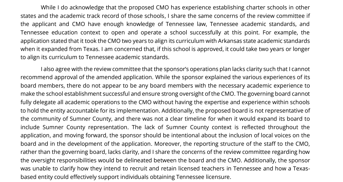 PhilNvestigates's tweet photo. UPDATE: Executive director of TN Public Charter School  Commission recommends denial of applications for Founders Classical Academy in Franklin and Hendersonville - schools opposed by Republican lawmakers in those areas. Commission could still overrule her, though not likely. https://t.co/xSBCEFAXzC