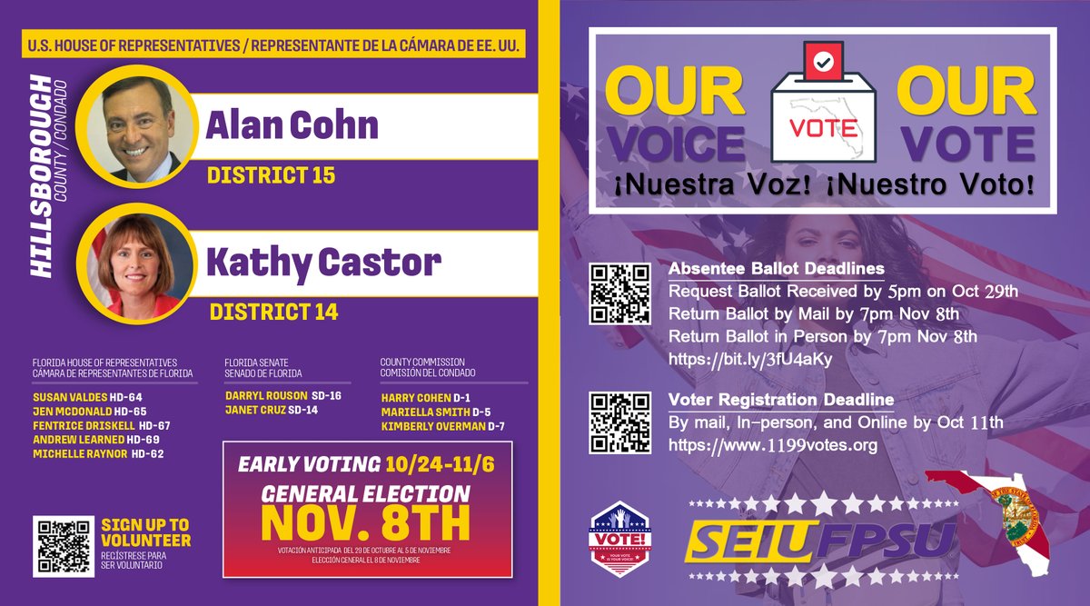 SEIU FPSU (@seiu_fpsu) on Twitter photo HILLSBOROUGH COUNTY
Voter Registration Deadline
By mail, In-person, and Online by Oct 11th 
1199votes.org
Absentee Ballot Deadlines 
Request Ballot Received by 5pm on Oct 29th 
Return Ballot by Mail/ in person by 7pm Nov 8th 
1199votes.org/.../request-yo… HILLSBOROUGH COUNTY
Voter Registration Deadline
By mail, In-person, and Online by Oct 11th 
1199votes.org
Absentee Ballot Deadlines 
Request Ballot Received by 5pm on Oct 29th 
Return Ballot by Mail/ in person by 7pm Nov 8th 
1199votes.org/.../request-yo…