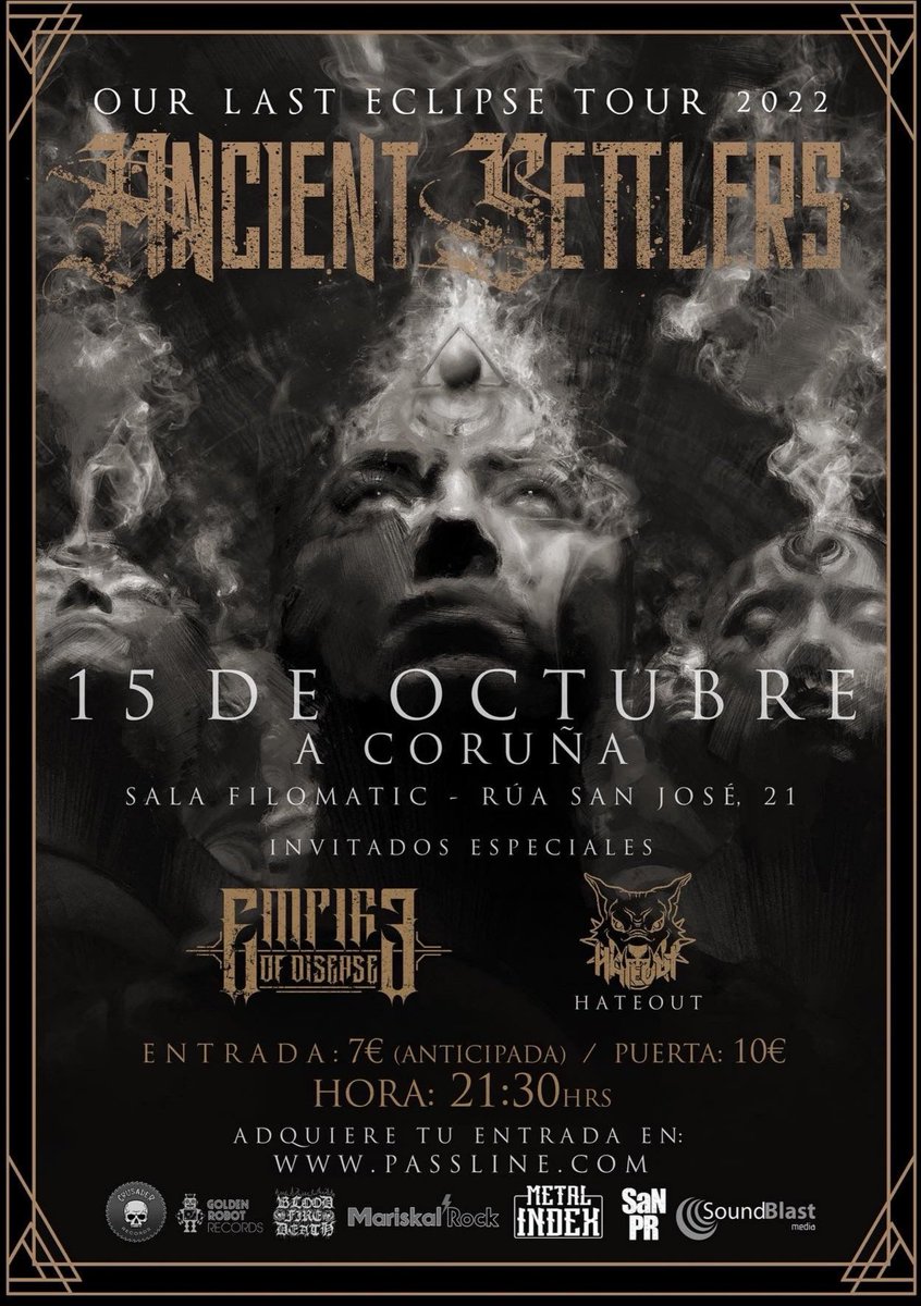 empireofdisease's tweet image. Este sábado es el turno de A Coruña!! Nos vemos en la #Filomatic con los bros de @ancientsettlers y @Hateoutband