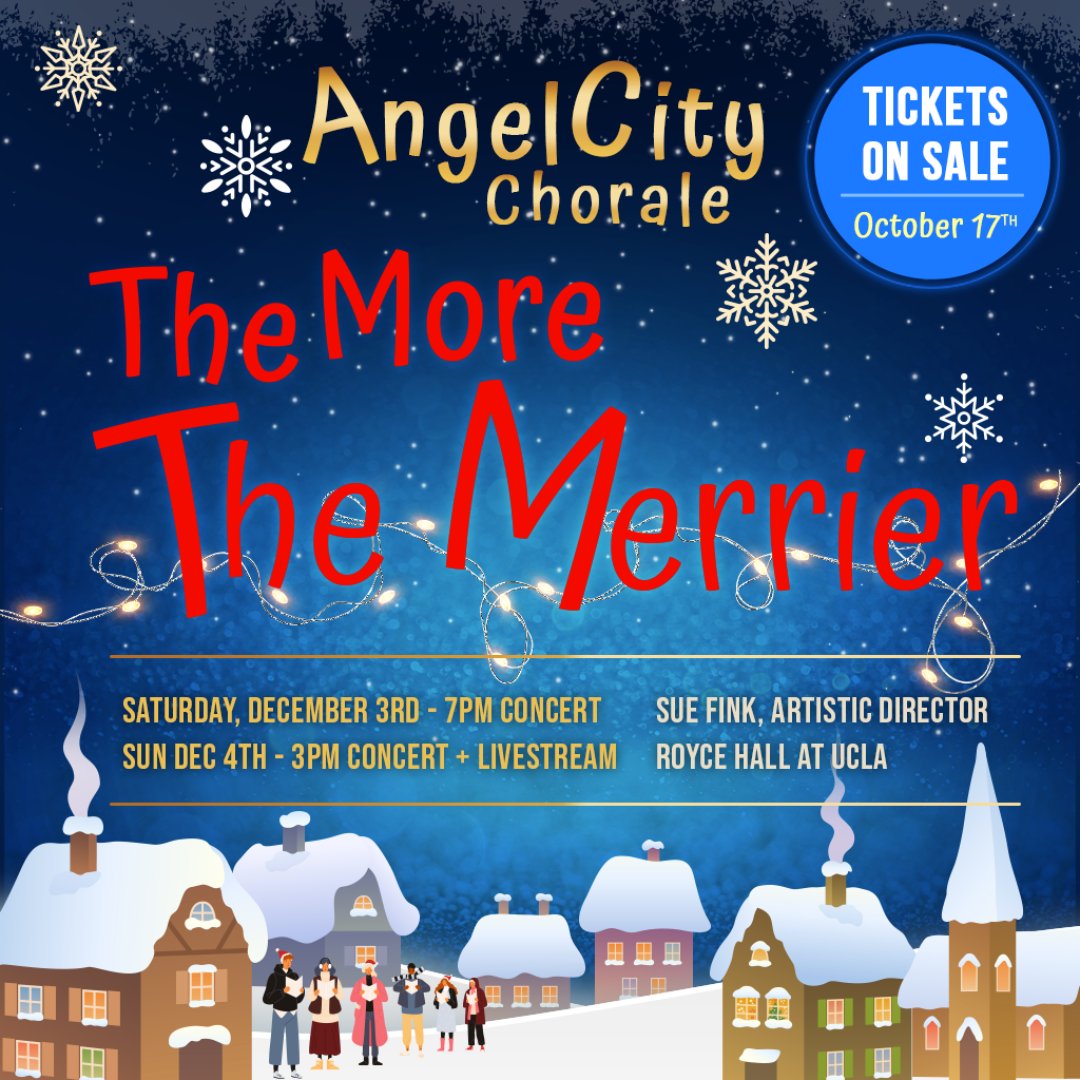 ACC is back in action! This year's winter concert theme is "The More, The Merrier"!

Save the date because tickets go on sale NEXT Monday, October 17th. This is not a concert you want to miss!

#TheMoreTheMerrier #SaveTheDate #livemusic #choir #sing #LAChoir #choralmusic #concert