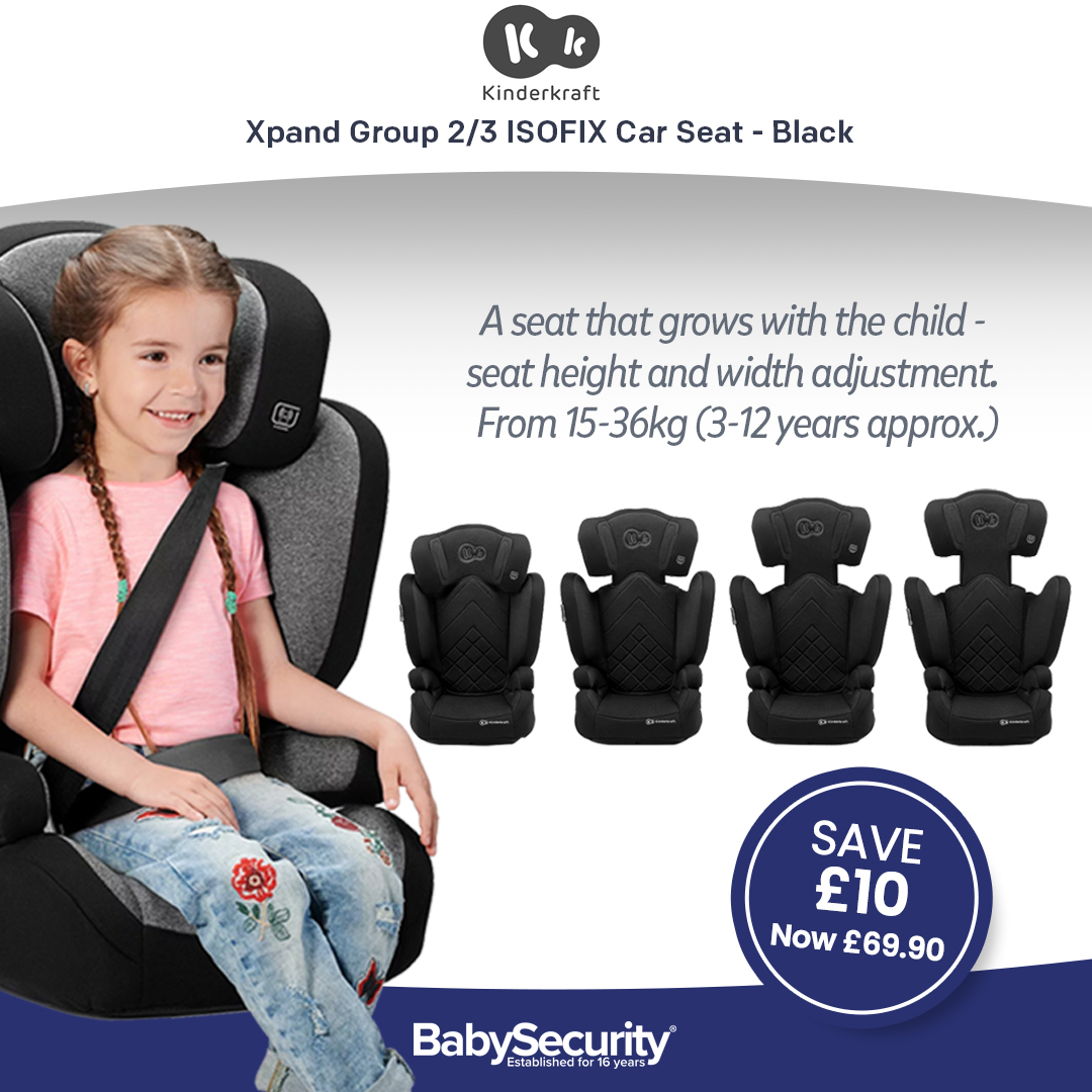 NOW JUST £69.90! The Kinderkraft Xpand Car Seat grows with your child from approx 3-12 years! With ISOFIX anchor point providing rigid attachment for greater safety when travelling. 
Shop here! 
babysecurity.co.uk/products/kinde…