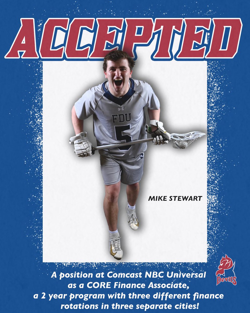 Today, we are highlighting player #5, Mike Stewart for accepting a position at Comcast NBC Universal as a CORE Finance Associate! Congratulations, your future is bright! #hornsup🤘