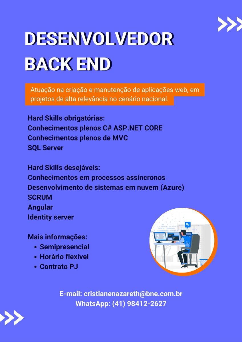 a_recrutadora's tweet image. Nós do BNE estamos em busca de um profissional Desenvolvedor Back End Pleno para trabalhar em projetos de alta relevância no cenário nacional.👨‍💻

⚠️lnkd.in/d4vpGyvt

#vagasdeemprego #vagasdebackend #backendjunior #backend #tecnologia #vagasdedesenvolvedor