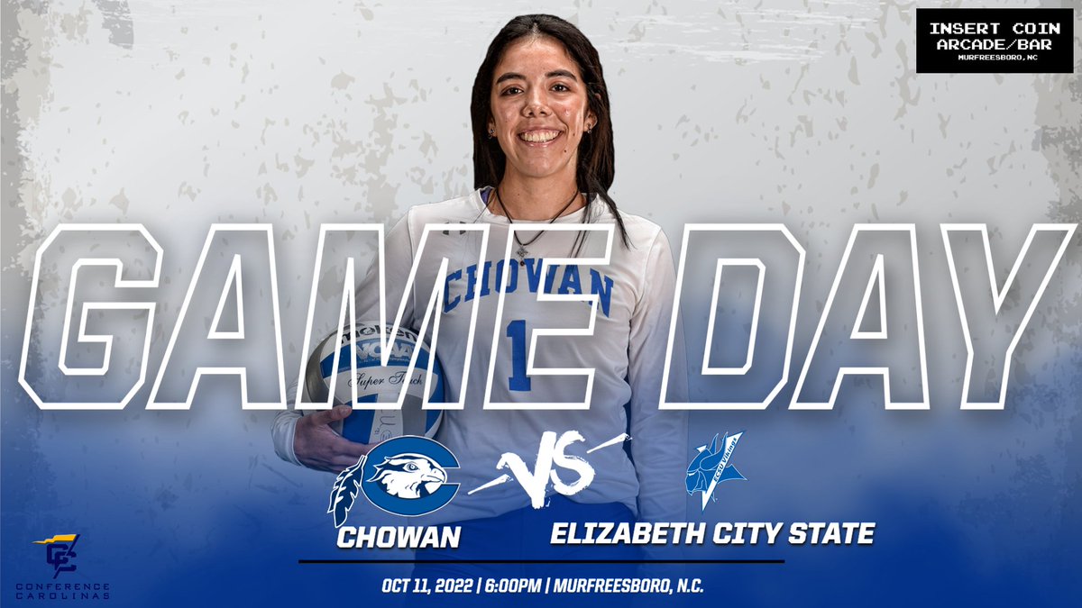 The Rivalry Continues, Just Non-Conference Presented by: Insert Coin Arcade 🏐 @ChowanVball vs Elizabeth City State🏐 📍 Murfreesboro, N.C. ⌚ 6:00pm 📱💻🖥 bit.ly/3cfjboV #EnvisionTheFlight